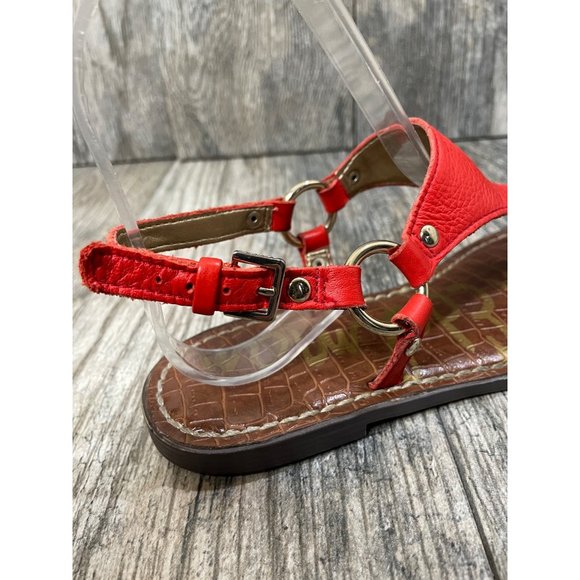 SAM EDELMAN GRETA Ankle Strap Leather Sandals Orange size 6.5M - Picture 5 of 12